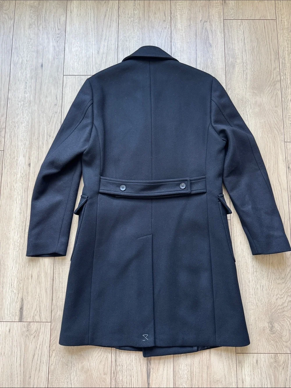 Reiss Caleb Military Overcoat Black Double Breasted Wool Blend Coat Men L NWT
